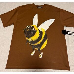 Drew House Size Medium House Bizzy T Shirt Short Sleeve Brown Bee Brown New